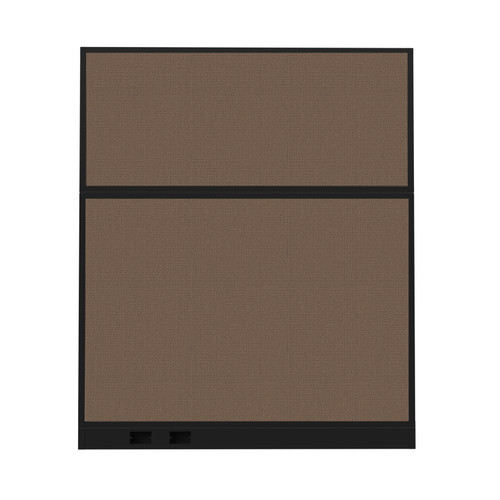 Configurable Acoustic Cubicle Partition Electric Hush Panel 5' x 6' Mocha Woven Fabric Black Trim