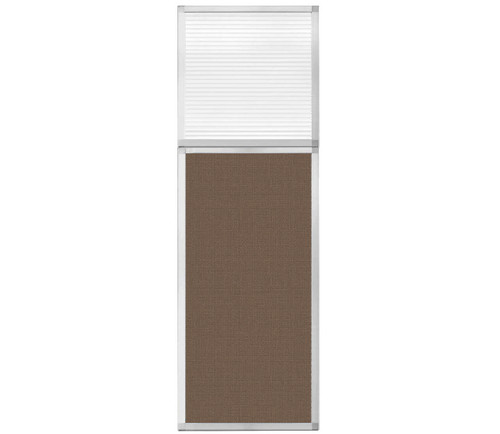Portable and Acoustic Partition Hush Panel Configurable Cubicle Partition 2' x 6' W/ Window Mocha Woven Fabric Clear Fluted Window