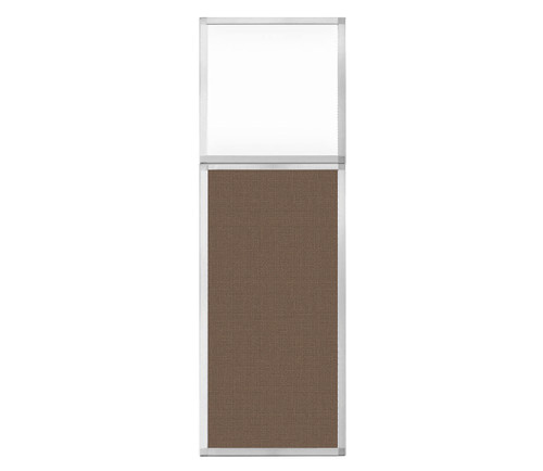 Portable and Acoustic Partition Hush Panel Configurable Cubicle Partition 2' x 6' W/ Window Mocha Woven Fabric Clear Window