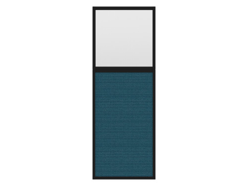 Portable and Acoustic Partition Hush Panel Configurable Cubicle Partition 2' x 6' W/ Window Caribbean Woven Fabric Frosted Window Black Trim