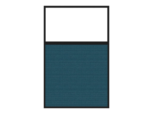 Portable and Acoustic Partition Hush Panel Configurable Cubicle Partition 3' x 6' W/ Window Caribbean Woven Fabric Clear Window Black Trim