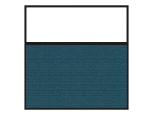 Portable and Acoustic Partition Hush Panel Configurable Cubicle Partition 6' x 6' W/ Window Caribbean Woven Fabric Clear Window Black Trim