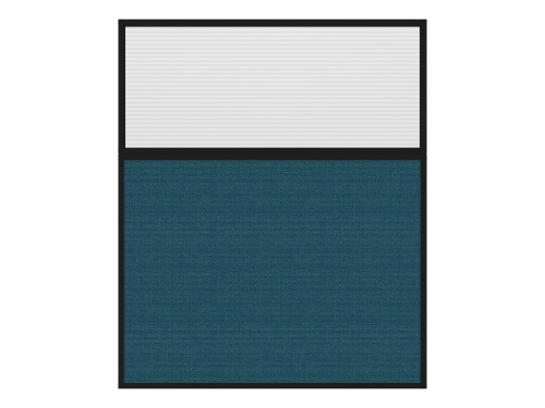 Portable and Acoustic Partition Hush Panel Configurable Cubicle Partition 5' x 6' W/ Window Caribbean Woven Fabric Clear Fluted Window Black Trim