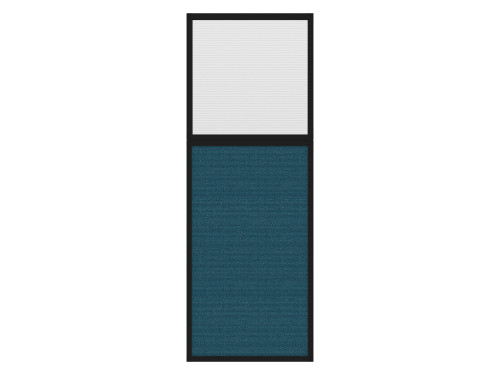Portable and Acoustic Partition Hush Panel Configurable Cubicle Partition 2' x 6' W/ Window Caribbean Woven Fabric Clear Fluted Window Black Trim