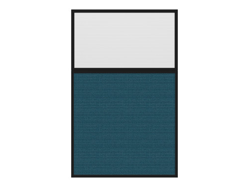 Portable and Acoustic Partition Hush Panel Configurable Cubicle Partition 4' x 6' W/ Window Caribbean Woven Fabric Clear Fluted Window Black Trim