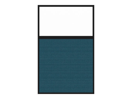Portable and Acoustic Partition Hush Panel Configurable Cubicle Partition 4' x 6' W/ Window Caribbean Woven Fabric Frosted Window Black Trim