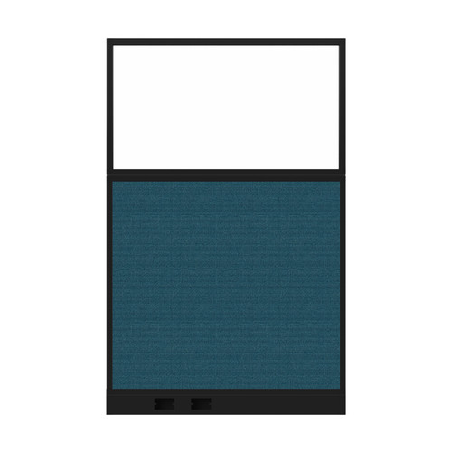 Configurable Acoustic Cubicle Partition Electric Hush Panel 4' x 6' W/Window Caribbean Woven Fabric Clear Window Black Trim