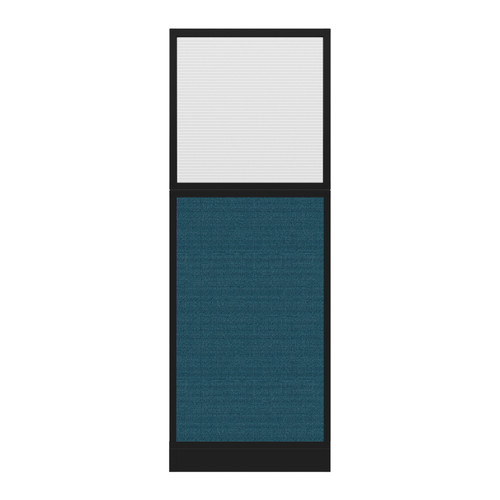 Configurable Acoustic Cubicle Partition Electric Hush Panel 2' x 6' W/Window Caribbean Woven Fabric Clear Fluted Window Black Trim