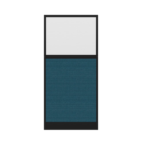 Configurable Acoustic Cubicle Partition Electric Hush Panel 3' x 6' W/Window Caribbean Woven Fabric Clear Fluted Window Black Trim