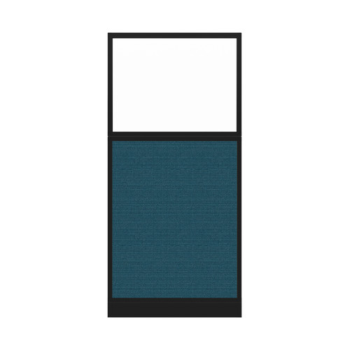 Configurable Acoustic Cubicle Partition Electric Hush Panel 3' x 6' W/Window Caribbean Woven Fabric Clear Window Black Trim
