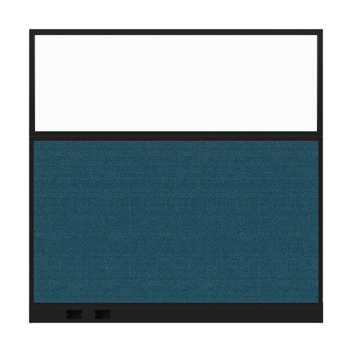 Configurable Acoustic Cubicle Partition Electric Hush Panel 6' x 6' W/Window Caribbean Woven Fabric Frosted Window Black Trim