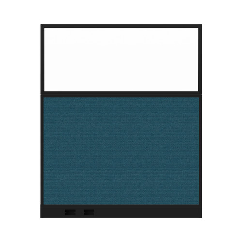 Configurable Acoustic Cubicle Partition Electric Hush Panel 5' x 6' W/Window Caribbean Woven Fabric Clear Window Black Trim