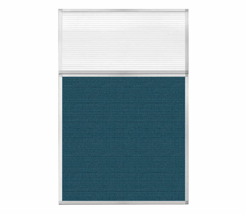Portable and Acoustic Partition Hush Panel Configurable Cubicle Partition 4' x 6' W/ Window Caribbean Woven Fabric Clear Fluted Window
