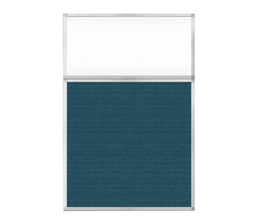 Portable and Acoustic Partition Hush Panel Configurable Cubicle Partition 4' x 6' W/ Window Caribbean Woven Fabric Frosted Window