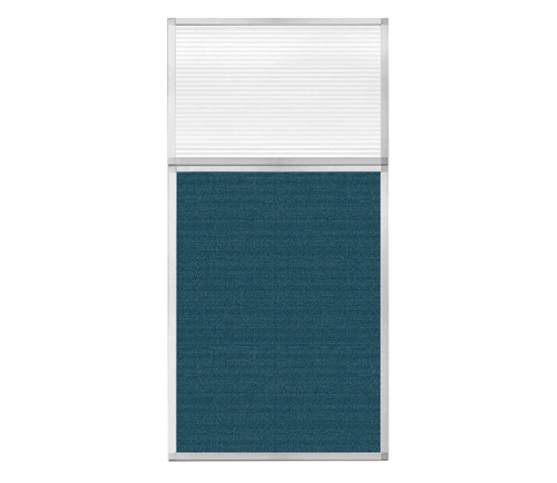 Portable and Acoustic Partition Hush Panel Configurable Cubicle Partition 3' x 6' W/ Window Caribbean Woven Fabric Clear Fluted Window
