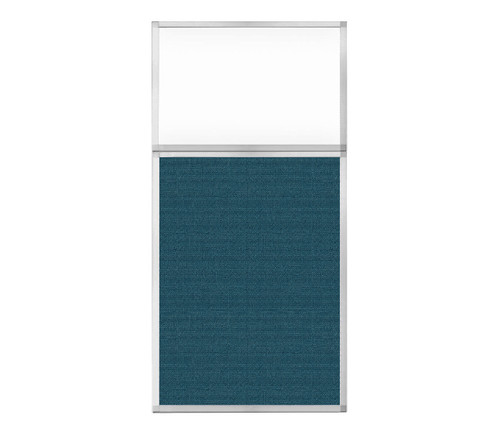 Portable and Acoustic Partition Hush Panel Configurable Cubicle Partition 3' x 6' W/ Window Caribbean Woven Fabric Frosted Window