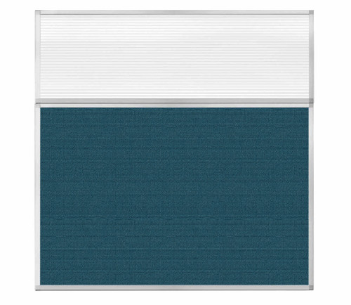 Portable and Acoustic Partition Hush Panel Configurable Cubicle Partition 6' x 6' W/ Window Caribbean Woven Fabric Clear Fluted Window