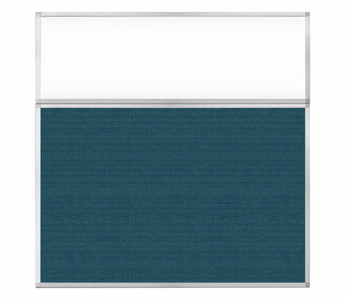 Portable and Acoustic Partition Hush Panel Configurable Cubicle Partition 6' x 6' W/ Window Caribbean Woven Fabric Frosted Window