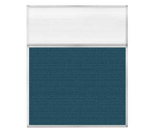 Portable and Acoustic Partition Hush Panel Configurable Cubicle Partition 5' x 6' W/ Window Caribbean Woven Fabric Clear Fluted Window