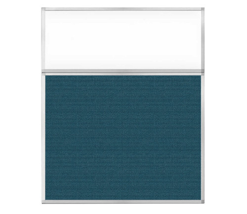 Portable and Acoustic Partition Hush Panel Configurable Cubicle Partition 5' x 6' W/ Window Caribbean Woven Fabric Clear Window
