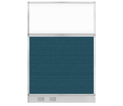 Configurable Acoustic Cubicle Partition Electric Hush Panel 4' x 6' W/ Window Caribbean Woven Fabric Clear Window W/ Electric Channel