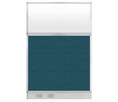 Configurable Acoustic Cubicle Partition Electric Hush Panel 4' x 6' W/ Window Caribbean Woven Fabric Frosted Window W/ Electric Channel