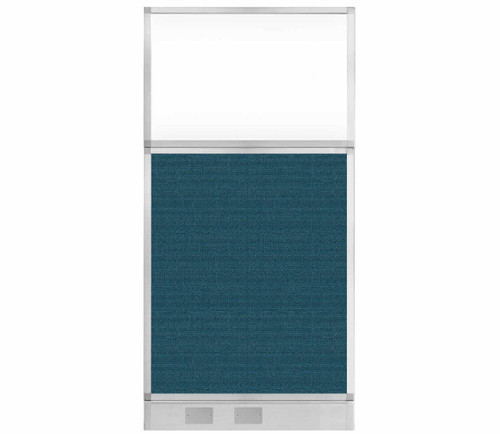 Configurable Acoustic Cubicle Partition Electric Hush Panel 3' x 6' W/ Window Caribbean Woven Fabric Clear Window W/ Electric Channel