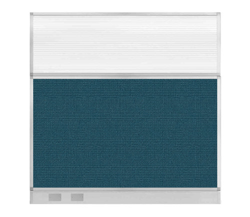 Configurable Acoustic Cubicle Partition Electric Hush Panel 6' x 6' W/ Window Caribbean Woven Fabric Clear Fluted Window W/ Electric Channel