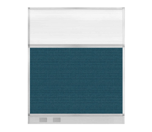 Configurable Acoustic Cubicle Partition Electric Hush Panel 5' x 6' W/ Window Caribbean Woven Fabric Clear Fluted Window W/ Electric Channel