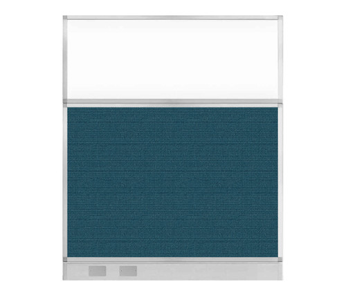 Configurable Acoustic Cubicle Partition Electric Hush Panel 5' x 6' W/ Window Caribbean Woven Fabric Clear Window W/ Electric Channel