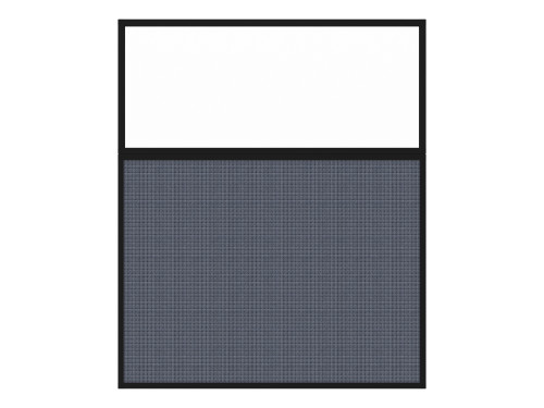 Portable and Acoustic Partition Hush Panel Configurable Cubicle Partition 5' x 6' W/ Window Ocean Woven Fabric Clear Window Black Trim