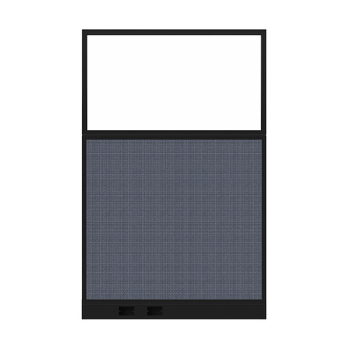 Configurable Acoustic Cubicle Partition Electric Hush Panel 4' x 6' W/Window Ocean Woven Fabric Frosted Window Black Trim