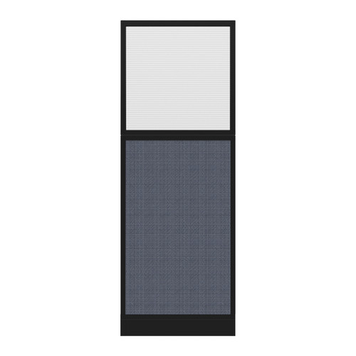 Configurable Acoustic Cubicle Partition Electric Hush Panel 2' x 6' W/Window Ocean Woven Fabric Clear Fluted Window Black Trim