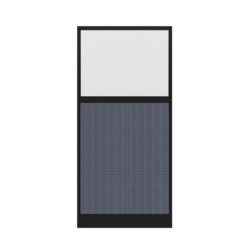 Configurable Acoustic Cubicle Partition Electric Hush Panel 3' x 6' W/Window Ocean Woven Fabric Clear Fluted Window Black Trim