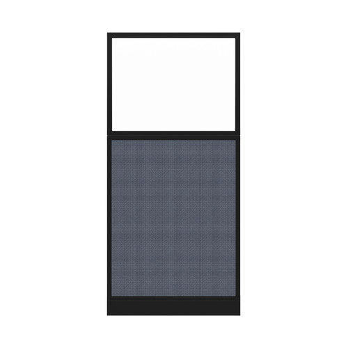 Configurable Acoustic Cubicle Partition Electric Hush Panel 3' x 6' W/Window Ocean Woven Fabric Frosted Window Black Trim