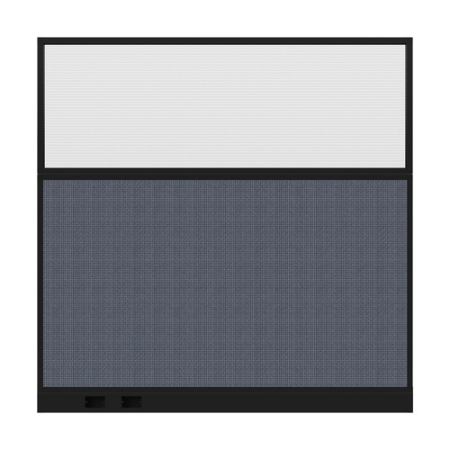 Configurable Acoustic Cubicle Partition Electric Hush Panel 6' x 6' W/Window Ocean Woven Fabric Clear Fluted Window Black Trim