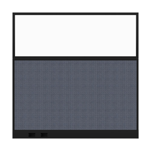 Configurable Acoustic Cubicle Partition Electric Hush Panel 6' x 6' W/Window Ocean Woven Fabric Frosted Window Black Trim