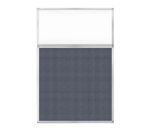 Portable and Acoustic Partition Hush Panel Configurable Cubicle Partition 4' x 6' W/ Window Ocean Woven Fabric Clear Window