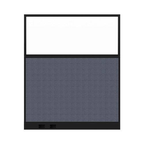 Configurable Acoustic Cubicle Partition Electric Hush Panel 5' x 6' W/Window Ocean Woven Fabric Clear Fluted Window Black Trim