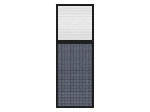 Portable and Acoustic Partition Hush Panel Configurable Cubicle Partition 2' x 6' W/ Window Ocean Woven Fabric Clear Fluted Window Black Trim
