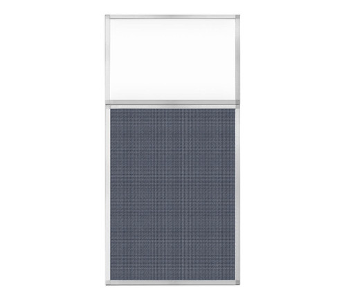 Portable and Acoustic Partition Hush Panel Configurable Cubicle Partition 3' x 6' W/ Window Ocean Woven Fabric Clear Window