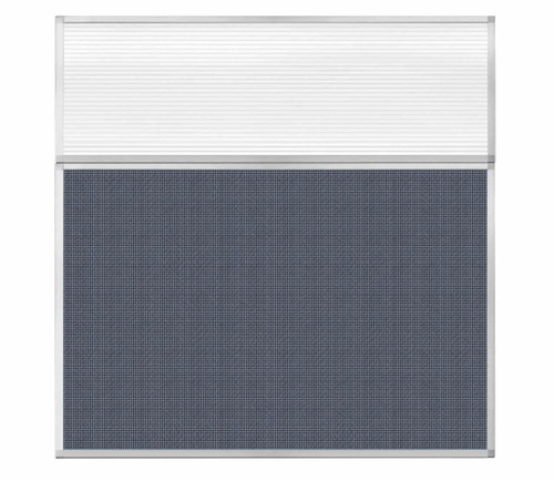 Portable and Acoustic Partition Hush Panel Configurable Cubicle Partition 6' x 6' W/ Window Ocean Woven Fabric Clear Fluted Window