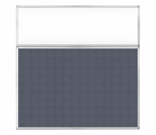 Portable and Acoustic Partition Hush Panel Configurable Cubicle Partition 6' x 6' W/ Window Ocean Woven Fabric Frosted Window