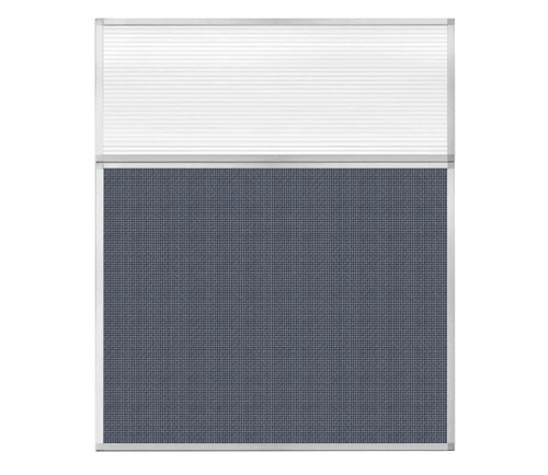 Portable and Acoustic Partition Hush Panel Configurable Cubicle Partition 5' x 6' W/ Window Ocean Woven Fabric Clear Fluted Window