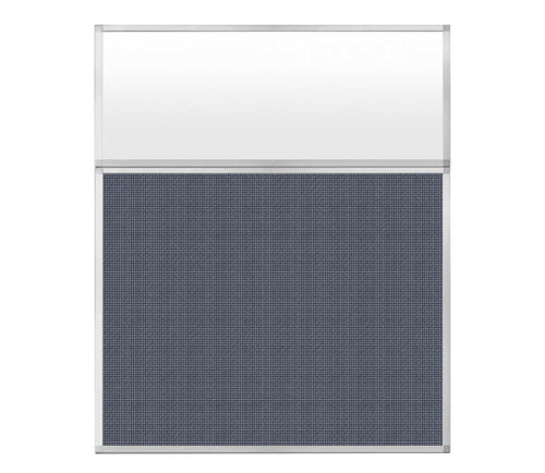 Portable and Acoustic Partition Hush Panel Configurable Cubicle Partition 5' x 6' W/ Window Ocean Woven Fabric Frosted Window
