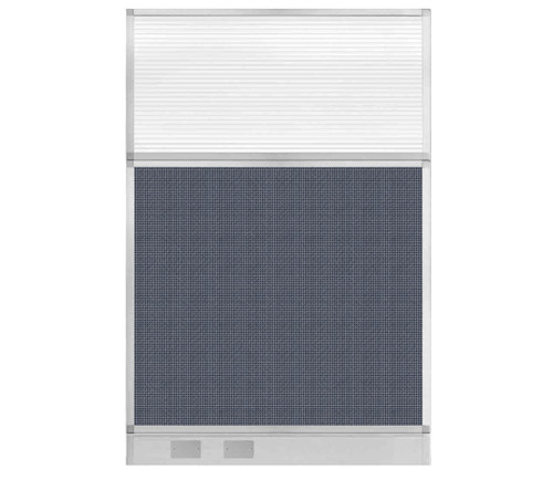 Configurable Acoustic Cubicle Partition Electric Hush Panel 4' x 6' Ocean Woven Fabric Clear Fluted Window w/ Electric Channel