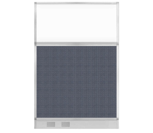 Configurable Acoustic Cubicle Partition Electric Hush Panel 4' x 6' Ocean Woven Fabric Clear Window w/ Electric Channel
