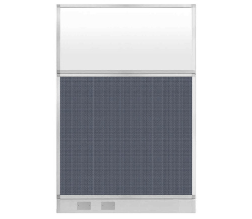 Configurable Acoustic Cubicle Partition Electric Hush Panel 4' x 6' Ocean Woven Fabric Frosted Window w/ Electric Channel