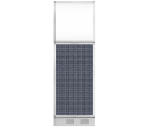 Configurable Acoustic Cubicle Partition Electric Hush Panel 2' x 6' Ocean Woven Fabric Frosted Window w/ Electric Channel