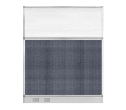 Configurable Acoustic Cubicle Partition Electric Hush Panel 5' x 6' Ocean Woven Fabric Clear Fluted Window w/ Electric Channel